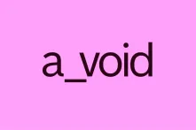 a_void logo against a bright pink background